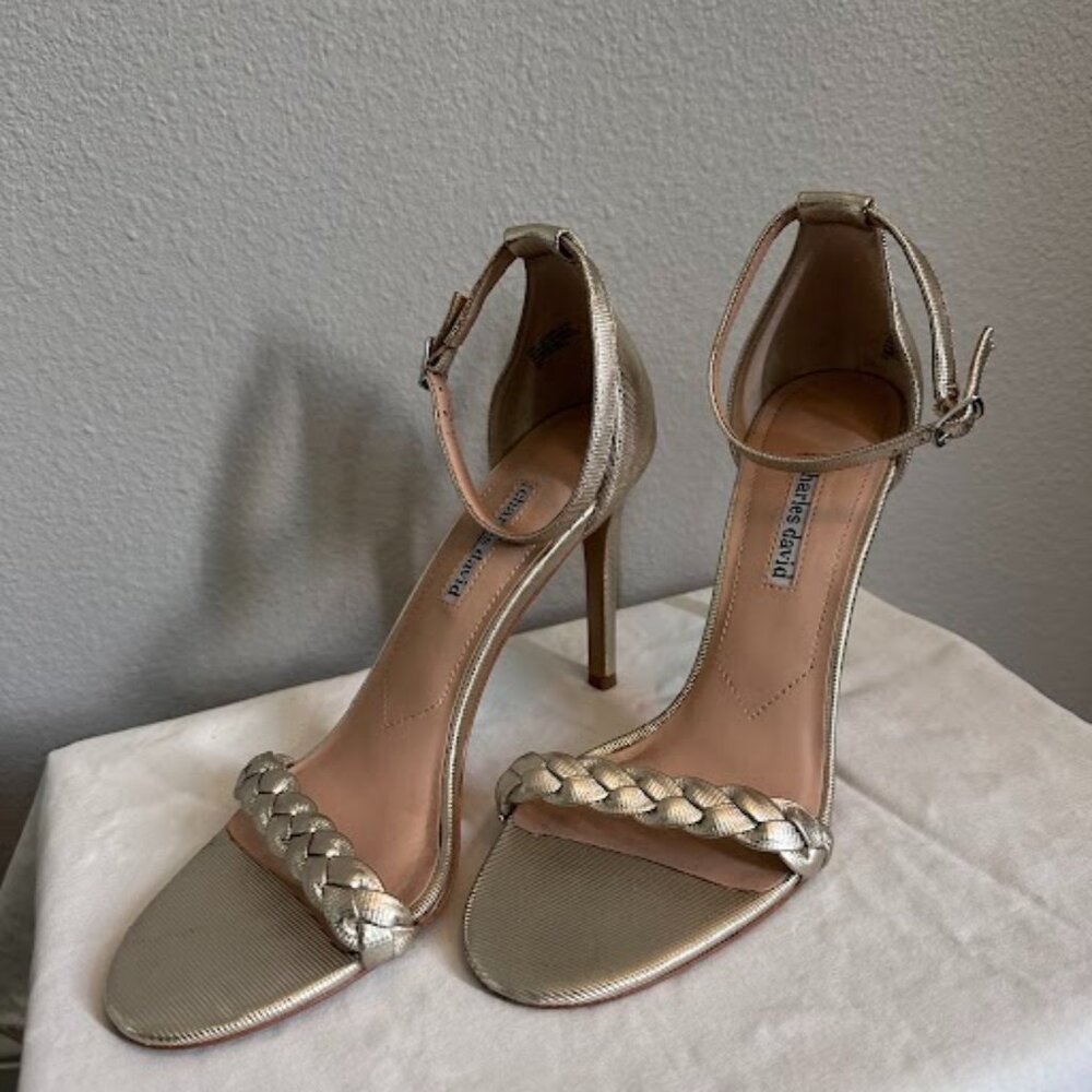 Charles David Light Gold High Heel Dress Sandal